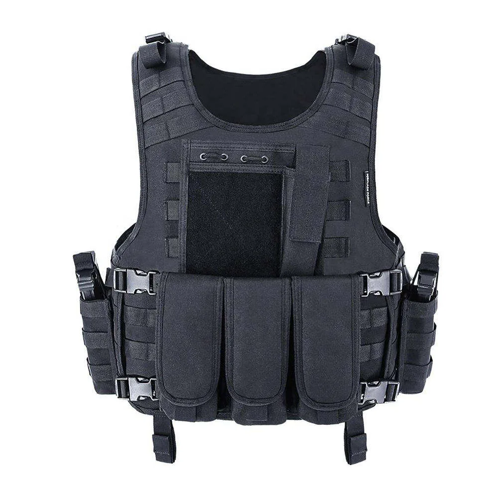 OEM Custom Black Plate Carrier — Full MOLLE
